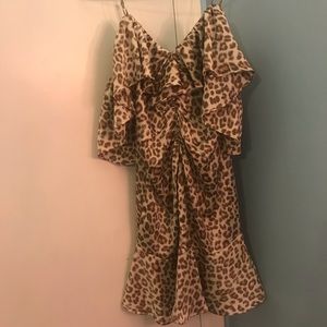 Animal print off the shoulder dress